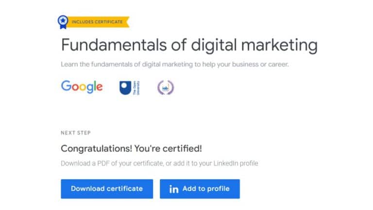 KHÓA HỌC FUNDAMENTALS OF DIGITAL MARKETING